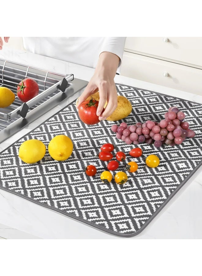 حصيرة تجفيف أطباق عالية الامتصاص - ألوان وأنماط عشوائية، خفيفة الوزن وسهلة التنظيف، تحمي الأسطح أثناء تجفيف الأطباق والأكواب وأدوات الطبخ وأدوات المطبخ - Image 3